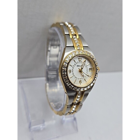 Relic Womens Queens Court ZR11775 Two Tone Crystal Watch 27mm Quartz New Battery - Picture 3 of 11